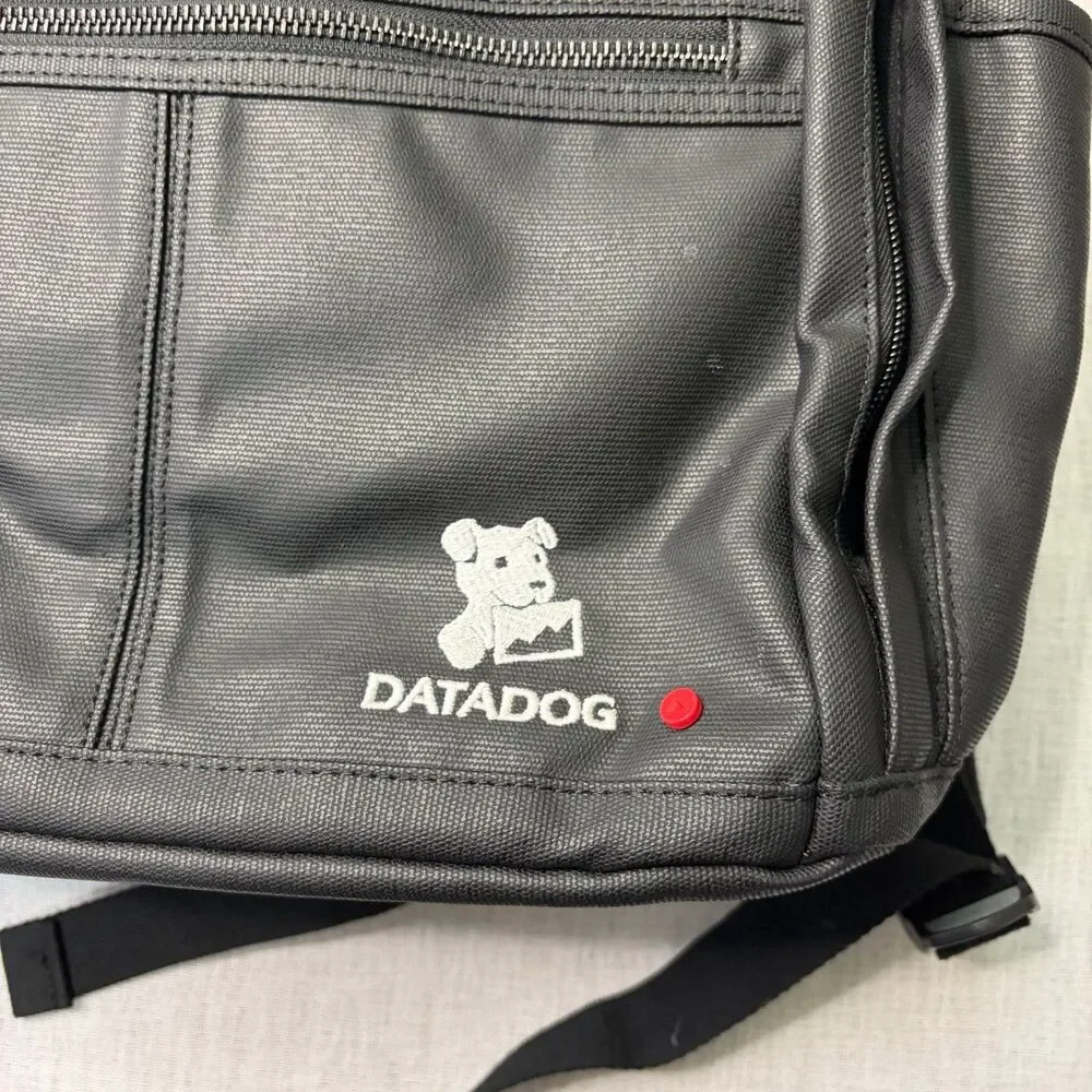 STATE Black Brand Laptop Double Pocket Backpack Datadog Branding 16” x 14” EUC